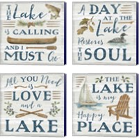 Framed 'Lakeside Retreat 4 Piece Canvas Print Set' border=