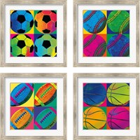 Framed 'Ball Four 4 Piece Framed Art Print Set' border=