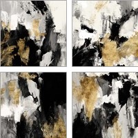 Framed 'Neutral Gold Collage 4 Piece Art Print Set' border=