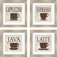 Framed 'Simply Coffee 4 Piece Framed Art Print Set' border=