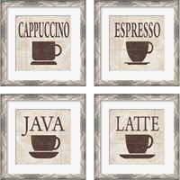 Framed 'Simply Coffee 4 Piece Framed Art Print Set' border=