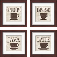 Framed 'Simply Coffee 4 Piece Framed Art Print Set' border=