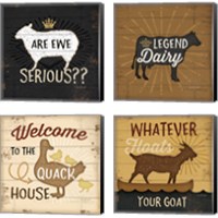 Framed 'Are Ewe Serious 4 Piece Canvas Print Set' border=