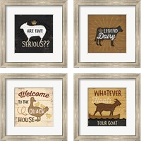 Framed 'Are Ewe Serious 4 Piece Framed Art Print Set' border=