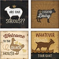 Framed 'Are Ewe Serious 4 Piece Art Print Set' border=