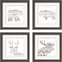 Framed 'Patterned Forest Animal 4 Piece Framed Art Print Set' border=