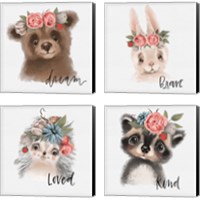 Framed 'Inspirational Animals 4 Piece Canvas Print Set' border=