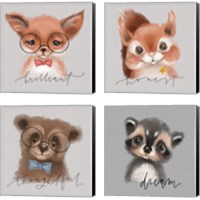 Framed 'Inspirational Animals 4 Piece Canvas Print Set' border=