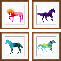 Framed 'Horse 4 Piece Framed Art Print Set' border=