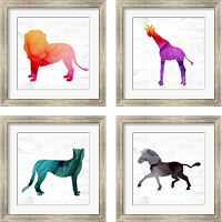 Framed 'Safari Animal 4 Piece Framed Art Print Set' border=