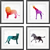 Framed 'Safari Animal 4 Piece Framed Art Print Set' border=