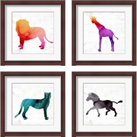 Framed 'Safari Animal 4 Piece Framed Art Print Set' border=