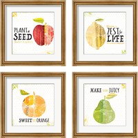 Framed 'Inspirational Fruit 4 Piece Framed Art Print Set' border=