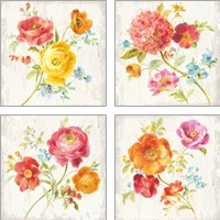 Framed 'Full Bloom 4 Piece Art Print Set' border=