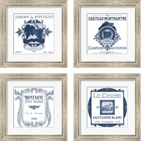 Framed 'Indigo Wine Labels 4 Piece Framed Art Print Set' border=