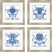 Framed 'Indigo Chint 4 Piece Framed Art Print Set' border=