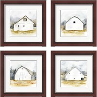 Framed 'White Barn Watercolor 4 Piece Framed Art Print Set' border=