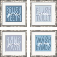 Framed 'Bathroom Advice 4 Piece Framed Art Print Set' border=