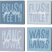 Framed 'Bathroom Advice 4 Piece Canvas Print Set' border=