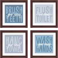 Framed 'Bathroom Advice 4 Piece Framed Art Print Set' border=