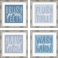 Framed 'Bathroom Advice 4 Piece Framed Art Print Set' border=