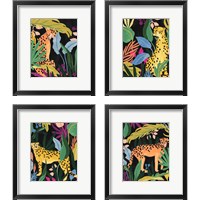 Framed 'Cheetah Kingdom 4 Piece Framed Art Print Set' border=