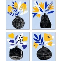 Framed 'Ruffled Vase 4 Piece Art Print Set' border=