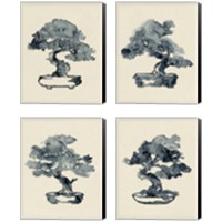 Framed 'Indigo Bonsai 4 Piece Canvas Print Set' border=
