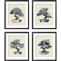 Framed 'Indigo Bonsai 4 Piece Framed Art Print Set' border=