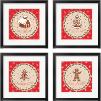 Framed 'Sweet Christmas 4 Piece Framed Art Print Set' border=