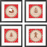 Framed 'Sweet Christmas 4 Piece Framed Art Print Set' border=