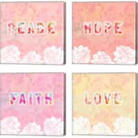 Framed 'Inspire  4 Piece Canvas Print Set' border=