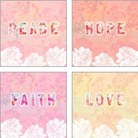 Framed 'Inspire  4 Piece Art Print Set' border=