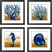 Framed 'Coastal Blue 4 Piece Framed Art Print Set' border=