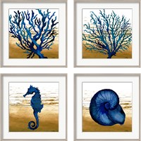 Framed 'Coastal Blue 4 Piece Framed Art Print Set' border=