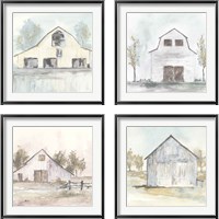 Framed 'White Barn 4 Piece Framed Art Print Set' border=