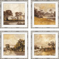 Framed 'Traditional Landscape 4 Piece Framed Art Print Set' border=