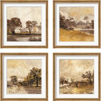 Framed 'Traditional Landscape 4 Piece Framed Art Print Set' border=