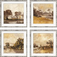 Framed 'Traditional Landscape 4 Piece Framed Art Print Set' border=