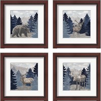 Framed 'Blue Cliff Mountains 4 Piece Framed Art Print Set' border=