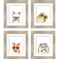 Framed 'Animal in Glasses 4 Piece Framed Art Print Set' border=