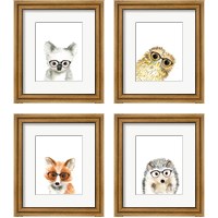 Framed 'Animal in Glasses 4 Piece Framed Art Print Set' border=