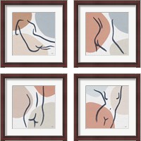 Framed 'Line Figures 4 Piece Framed Art Print Set' border=