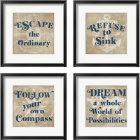 Framed 'Burlap World Map 4 Piece Framed Art Print Set' border=