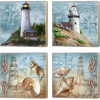 Framed 'Lighthouse 4 Piece Canvas Print Set' border=