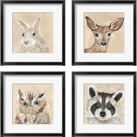 Framed 'Fuzzy Friends 4 Piece Framed Art Print Set' border=