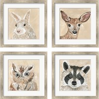 Framed 'Fuzzy Friends 4 Piece Framed Art Print Set' border=