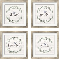 Framed 'Inspiration Wreath 4 Piece Framed Art Print Set' border=