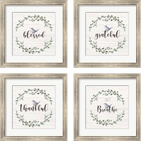 Framed 'Inspiration Wreath 4 Piece Framed Art Print Set' border=