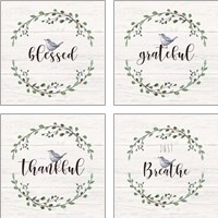 Framed 'Inspiration Wreath 4 Piece Art Print Set' border=